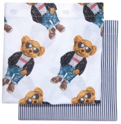 Σετ Σεντόνια Polycotton Λίκνου 70x120εκ. Essential Baby 8838 Λευκό-Μαύρο-Μπλε Greenwich Polo Club
