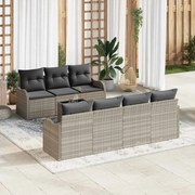 vidaXL Σετ Καναπέ Κήπου 8 pcs Ανοιχτό γκρι 55 x 55 x 37 εκ Πολυ ράταν