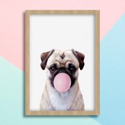 Παιδικό ξύλινο κάδρο 23x32cm Pug pink bubble  KD361