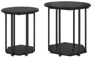 vidaXL Σετ βοηθητικά τραπεζάκια με ράφι 2 pcs Μαύρη Οξυά