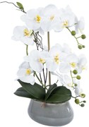 Τεχνητό Φυτό Σε Κασπώ Orchid 21120 Φ29x43cm White GloboStar Clay,Fabric