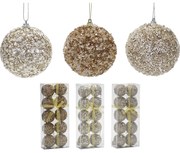 Χριστουγεννιάτικη Μπάλα Ροζ/Χρυσό 60mm Σετ 10Τμχ Σε 3 Σχέδια