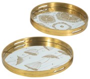 Artekko Tray Διακοσμητικός Δίσκος με Καθρέπτη Πλαστικό Γυαλί Χρυσό (45x45x4)cm Σετ/2 Artekko 86740