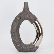 Βάζο Κεραμικό 752-20387 26,5x9,5x39,5cm Brown-Silver Estheti Home Κεραμικό
