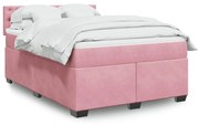 vidaXL Κρεβάτι Boxspring με Στρώμα Ροζ 140x190 εκ. Βελούδινο