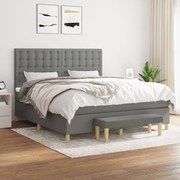 Κρεβάτι Boxspring με Στρώμα Σκούρο Γκρι 160x200 εκ Υφασμάτινο - Γκρι