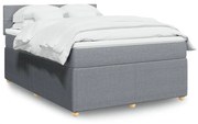 Κρεβάτι Boxspring με Στρώμα Ανοιχτό Γκρι 140x190 εκ. Υφασμάτινο - Γκρι