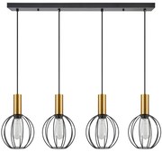 Φωτιστικό Οροφής  SE21-GM-4-4BL-GR1 ADEPT TUBE Gold Matt Pendant Black Metal Grid+ - 51W - 100W - 77-8630