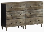 vidaXL Sideboards 2 τεμάχια ανοιχτό γκρι 60x33,5x75cm μασίφ ξύλο Mango