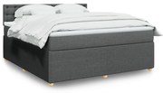 Κρεβάτι Boxspring με Στρώμα Σκούρο Γκρι 180x200 εκ Υφασμάτιν