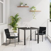 vidaXL Σετ κήπου 3 τεμαχίων με μαξιλάρια σε μαύρο πολυκαρβόνιο