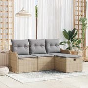 vidaXL Σετ Καναπέ Κήπου 4 Τεμαχίων Με Μαξιλάρες Μπεζ Πολυαεθέρας