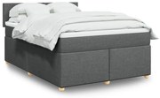 vidaXL Κρεβάτι Boxspring με Στρώμα Σκούρο Γκρι 140x190 εκ. Υφασμάτινο