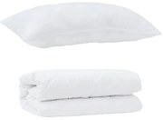 vidaXL Πάπλωμα με μαξιλάρι 2 pcs Λευκό 140 x 220 cm Μικροΐνες