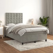 vidaXL Κρεβάτι Boxspring με Στρώμα Ανοιχτό Γκρι 120x200 εκ. Βελούδινο