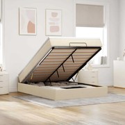 vidaXL Οθωμανικό κρεβάτι με στρώμα Cream 140x200cm ύφασμα