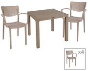 Τραπεζαρία Explore-Frontline σετ 5τεμ PP cappuccino 90x90x73,5εκ Υλικό: PP 253-000075