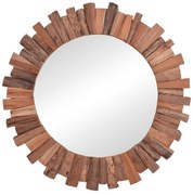 Καθρέπτης Rounder teak ξύλο σε φυσική απόχρωση Φ100x5εκ