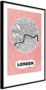 Αφίσα - City map: London (Pink) - 40x60 - Μαύρο - Χωρίς πασπαρτού