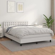 Κρεβάτι Boxspring με Στρώμα Λευκό 140x190εκ.από Συνθετικό Δέρμα - Λευκό