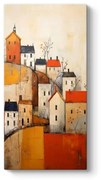 Πίνακας σε καμβά Houses on the Hill Megapap ψηφιακής εκτύπωσης 50x100x3εκ.
