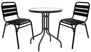 Σετ κήπου - Τραπεζαρία Sussie - Watson 3 τεμ. μέταλλο μαύρο - γυαλί Φ60x70 εκ. 60x60x70 εκ.