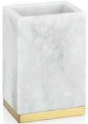 Ποτηροθήκη Modern AH-BA68123 7x5x10,5cm Marble Effect White-Gold Andrea House Steel,Polyresin