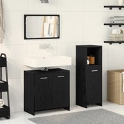 vidaXL Σετ Επίπλων Μπάνιου  3 Τεμαχίων Μαύρη Βελανιδιά Επεξεργασμένο Ξύλο