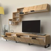 Σύνθεση τηλεόρασης Heydar Megapap χρώμα φυσικό οξιάς 210x35x50εκ.