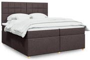 vidaXL Κρεβάτι Boxspring με Στρώμα Σκούρο Καφέ 200x200 εκ. Υφασμάτινο