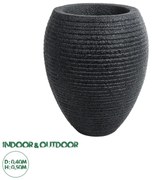 20716 GloboStar®  Artificial Garden NASHVILLE 20716 Επιδαπέδιο Πολυεστερικό Τσιμεντένιο Κασπώ Γλάστρα - Flower Pot Μαύρο Φ40 x Υ50cm