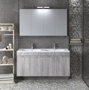 Σετ Επίπλου OMEGA 120cm με Διπλό Νιπτήρα χρ.GREY OAK 9SOM120GODW 9SOM120GODW