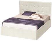 Κρεβάτι διπλό ξύλινο επενδυμένο με ύφασμα και κουμπιά, Aria Botton, Ivory, 140/200, 208/100/146 εκ., Genomax Genom1219922061