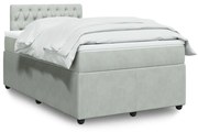 vidaXL Κρεβάτι Boxspring με Στρώμα Ανοιχτό Γκρι 120x190 εκ. Βελούδινο