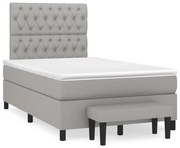 Κρεβάτι Boxspring με Στρώμα Ανοιχτό Γκρι 120x190 εκ. Υφασμάτινο - Γκρι