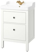 HEMNES/RUTSJON βάση νιπτήρα με συρτάρια/νιπτήρα/μπαταρία, 62x49x95 cm 695.599.91