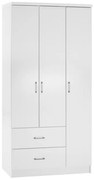 Ντουλάπα ρούχων τρίφυλλη REAL με 2 συρτάρια, 4 ράφια &amp; κρέμαστρα χρώμα λευκό 90x42.5x180.5 εκ. 100-03552