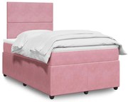 vidaXL Κρεβάτι Boxspring με Στρώμα Ροζ 120x200 εκ. Βελούδινο