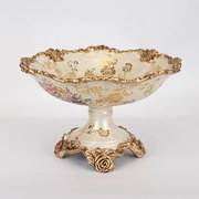 Διακοσμητικό Μπωλ Με Πόδι 752-21077 21x21x15cm Beige-Gold Estheti Home Πορσελάνη