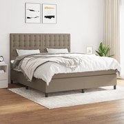 Κρεβάτι Boxspring με Στρώμα Taupe 160x200 εκ. Υφασμάτινο - Μπεζ-Γκρι