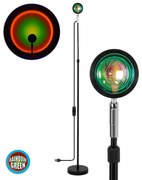 Φωτιστικό Δαπέδου Rainbow Green 00821 12W Led Με Projector Lens Εφέ &amp; USB 94cm Silver-Black GloboStar