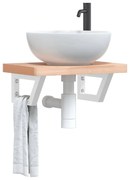 vidaXL Ράφι Νιπτήρα Τοίχου από Ατσάλι / Μασίφ Ξύλο Οξιάς