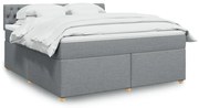 vidaXL Κρεβάτι Boxspring με Στρώμα Ανοιχτό Γκρι 180x200 εκ. Υφασμάτινο