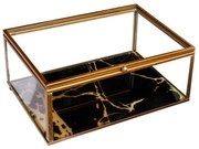 Κοσμηματοθήκη 17x10,5x7cm Γυαλί-Μεταλλικός Χρυσαφί Σκελετός, Βάση Όψη Μαρμάρου Etoile DF-019