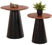 Τραπεζάκια Βοηθητικά Sunni (Σετ 2Τμχ) HM9669 Φ48,5/39,5cm Walnut-Black