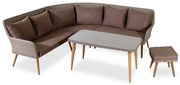 Καθιστικό Γωνιακό Rattan (Σετ 3Τμχ) 130x84x92 BR068 Tulip Brown 6 Θέσεων