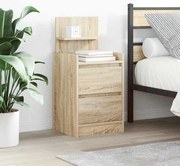 vidaXL Κομοδίνα με 2 συρτάρια 2 τεμάχια Sonoma Δρυς 38x34x80 εκ.