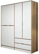 Ντουλάπα Εξάφυλλη Elina 506MNR2497 185x52x208cm Oak-White Εξάφυλλη