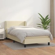 Κρεβάτι Boxspring με Στρώμα Κρεμ 100x200εκ. από Συνθετικό Δέρμα