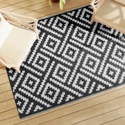vidaXL Χαλί εξωτερικού χώρου ARAKIL Λευκό και μαύρο 140x200 cm PP